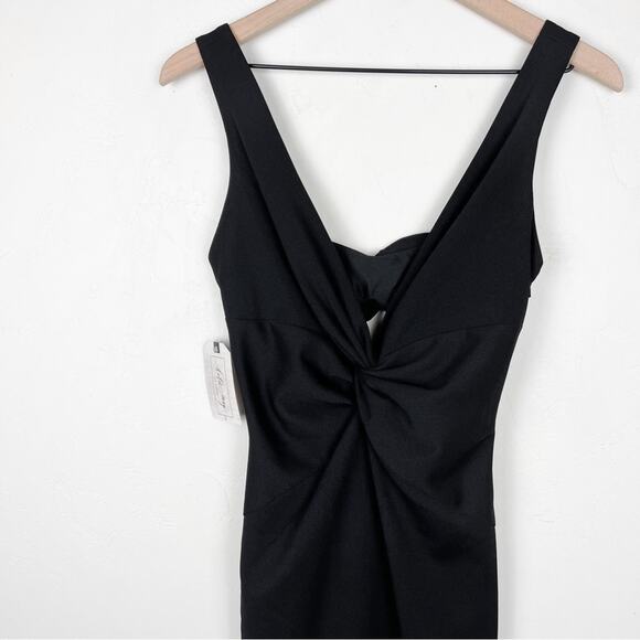 Katie May BHLDN Eva Damaris Twist Front Midi Sheath Cocktail Dress Black - Picture 7 of 15